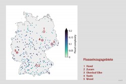 Das Zusammenspiel mehrerer Variablen spielt eine entscheidende Rolle bei der Entstehung von Hochwasser. Fallen die Hochwasser in einem Flusseinzugsgebiet extremer aus, je mehr Variablen beteiligt sind, dann hat dieses eine hohe Hochwasserkomplexität. In Deutschland sind u.a. der Oberlauf der Elbe, die Saale und die Mosel Flusseinzugsgebiete mit einer hohen Hochwasserkomplexität. Zu den Flüssen mit einer niedrigen Hochwasserkomplexität in ihren Einzugsgebieten zählen dagegen z.B. die Havel und die Zusam (Nebenfluss der Donau). Foto: UFZ