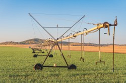 Irrigated agriculture, such as here in Castilla la Mancha, Spain, is causing groundwater levels to drop in many places.