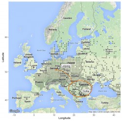 The range of the sand lizard reaches from central France to Lake Baikal and from southern Sweden to the Balkans. The researchers investigated populations on the edge (Sofia region) and in the middle (Leipzig region) of their range to find out how they are coping with the fragmentation of their habitats. Photo: Google 2016, ORION-ME, Editing: UFZ The range of the sand lizard reaches from central France to Lake Baikal and from southern Sweden to the Balkans. The researchers investigated populations on the edge (Sofia region) and in the middle (Leipzig region) of their range to find out how they are coping with the fragmentation of their habitats. Photo: Google 2016, ORION-ME, Editing: UFZ