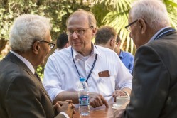 Prof. Dr. Roland A. Müller (centre) in discussions with Hamed Bakir (WHO) (left) and Prof. em. Dr. Heinz Hötzl (KIT) (right) at the SMART MOVE transfer conference in April 2018 at the Dead Sea, Jordan. Photo: André Künzelmann, UFZ Prof. Dr. Roland A. Müller (centre) in discussions with Hamed Bakir (WHO) (left) and Prof. em. Dr. Heinz Hötzl (KIT) (right) at the SMART MOVE transfer conference in April 2018 at the Dead Sea, Jordan. Photo: André Künzelmann, UFZ